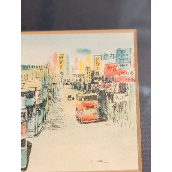 Framed Cityscape Art Watercolor Gold Frame - Picture 3 of 16